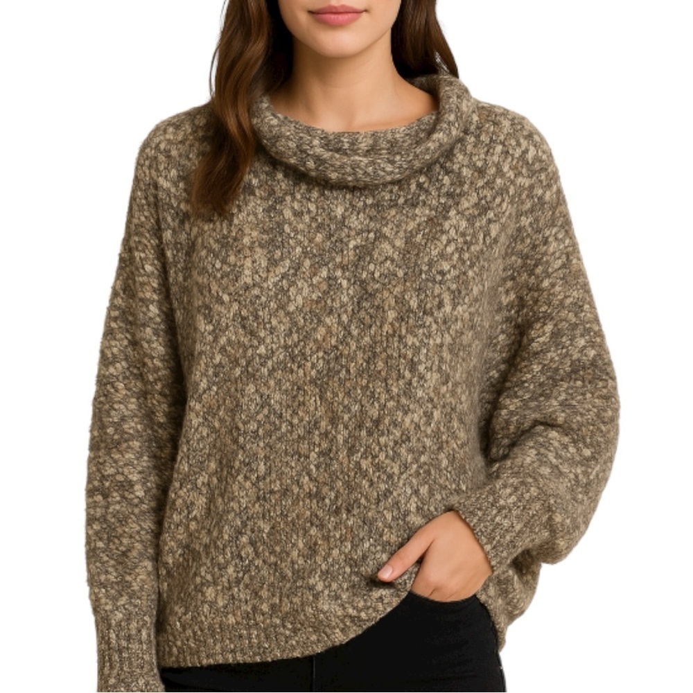 Lovestitch Cozy Bouclé Knit Batwing Sweater S/M Oversized Neutral Colors